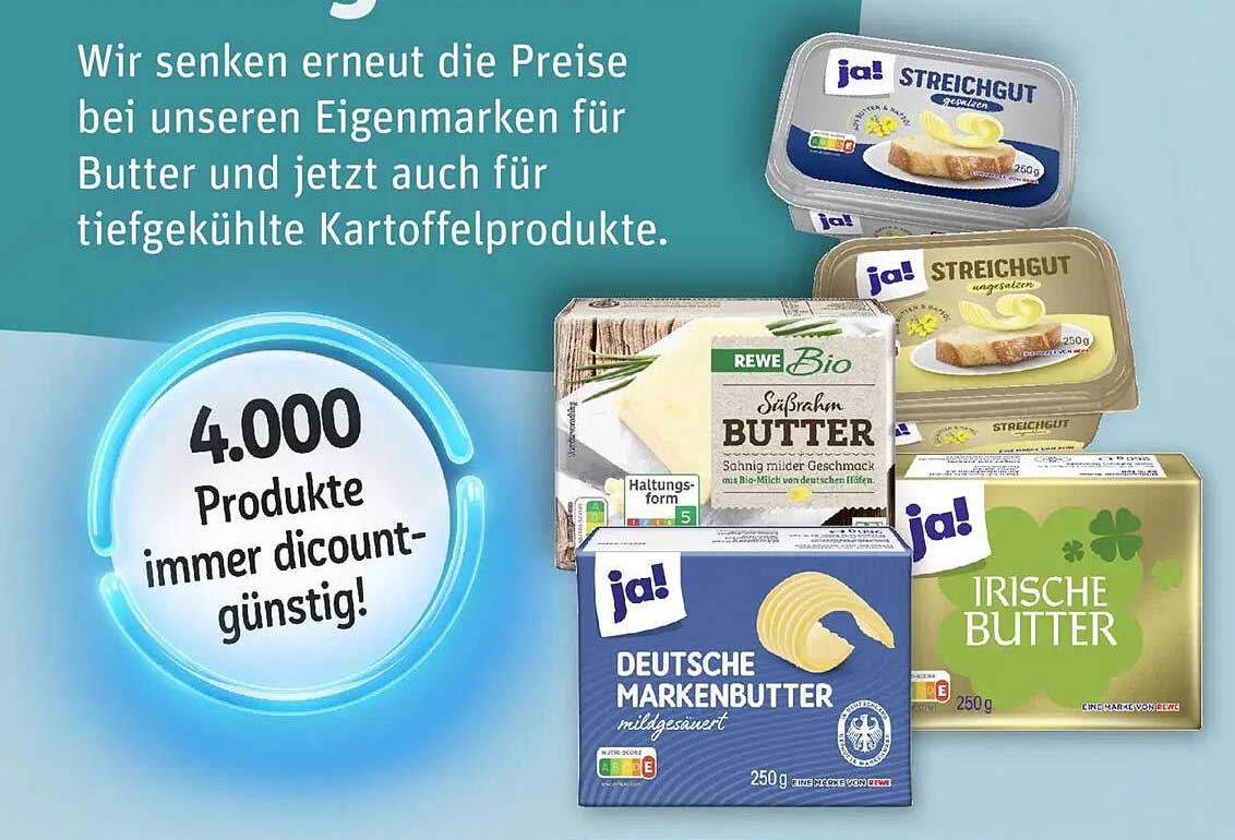 Butter und tiefgekühlte Kartoffelprodukte im Angebot