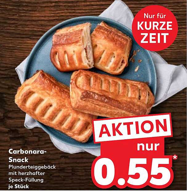Carbonara-Snack Plunderteiggebäck mit herzhafter Speck-Füllung