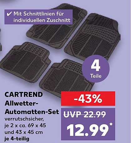CARTREND Allwetter-Automatten-Set 4-teilig