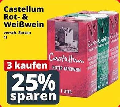 Castellum Rot- & Weißwein, 1 L, verschiedene Sorten