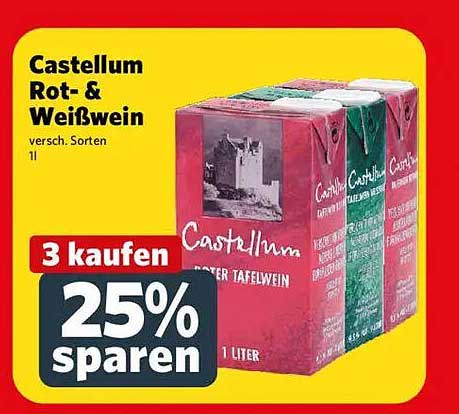 Castellum Rot- & Weißwein – 1 Liter Tetrapak, verschiedene Sorten