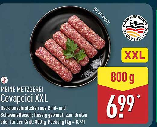 Cevapcici XXL – Hackfleischröllchen aus Rind- und Schweinefleisch
