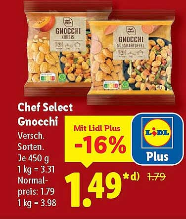 Chef Select Gnocchi - Verschiedene Sorten