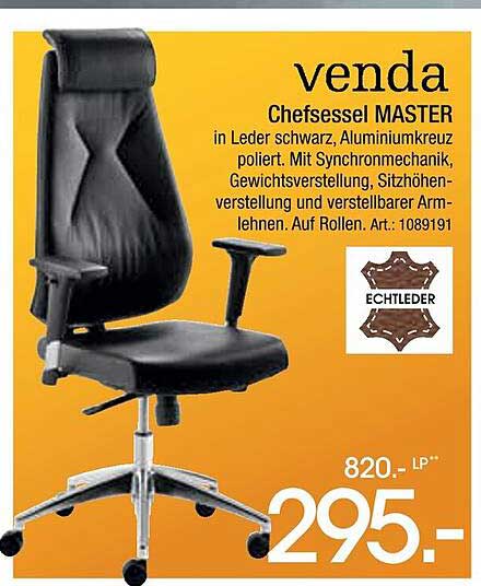 Chefsessel MASTER in Leder schwarz