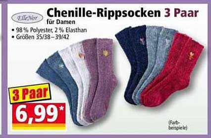 Chenille-Rippstrümpfe 3 Paar für Damen
