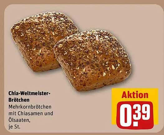 Chia-Weltmeister-Brötchen - Mehrkornbrötchen mit Chiasamen und Ölsaaten, je St.