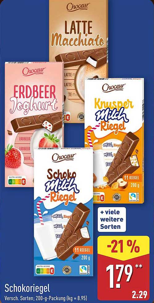 Chocoeur Schokoriegel - Verschiedene Sorten, 200-g-Packung