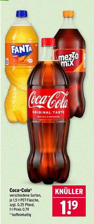 Coca-Cola, 1,5l PET-Flasche, verschiedene Sorten
