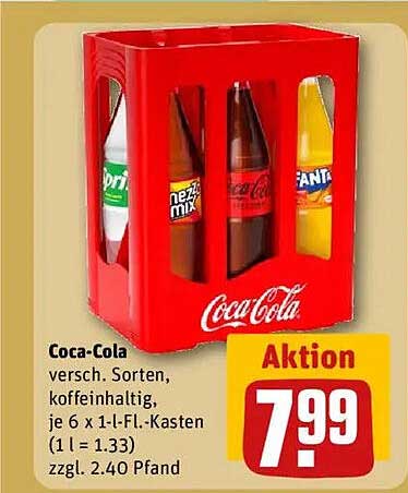 Coca-Cola 6 x 1-L-Fl.-Kasten (versch. Sorten, koffeinhaltig)