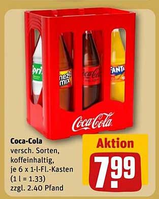 Coca-Cola Kasten (verschiedene Sorten, 6 x 1 l Fl. - Kasten)