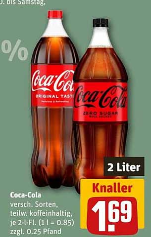 Coca-Cola versch. Sorten, teils. koffeinhaltig, je 2-Liter-Flasche