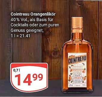 Cointreau Orangenlikör 0,7 l - Ideal für Cocktails und purer Genuss