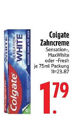 Colgate Zahnceme Sensation, MaxWhite oder -Fresh je 75ml