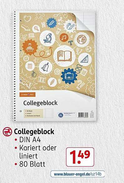 Collegeblock DIN A4 - Kariert oder Liniert - 80 Blatt