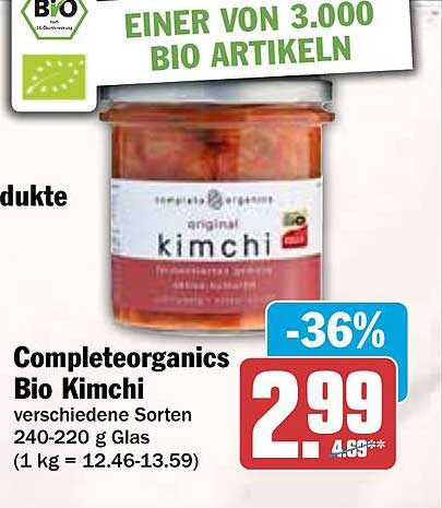 Completeorganics Bio Kimchi 240-220 g Glas - original