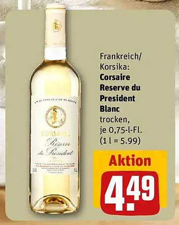 Corsaire Reserve du President Blanc, trocken, 0,75 L