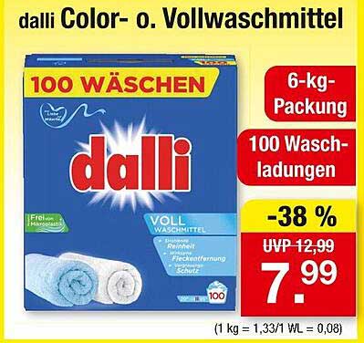 dalli Color- o. Vollwaschmittel 6-kg-Packung - Jetzt 38% reduziert!