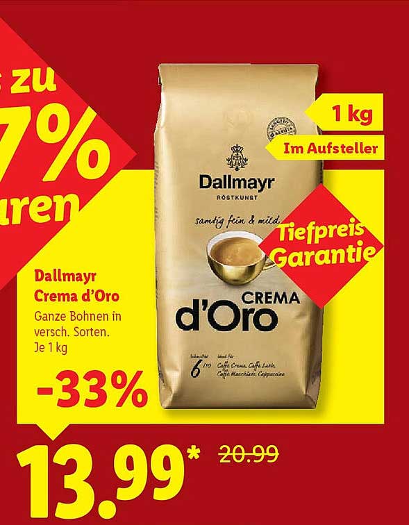 Dallmayr Crema d'Oro 1 kg - Ganze Bohnen in verschiedenen Sorten