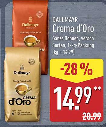 Dallmayr Crema d'Oro 1-kg-Packung, ganze Bohnen