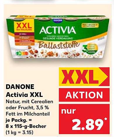 DANONE Activia XXL Natur, mit Cerealien oder Frucht, 3,5 % Fett im Milchanteil