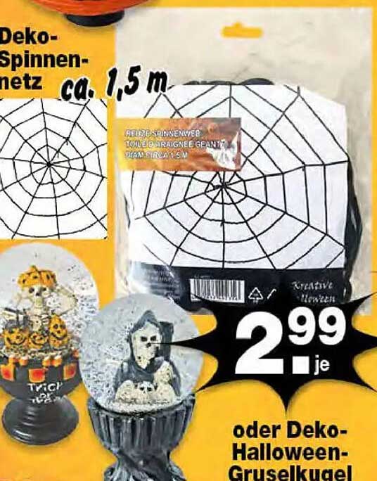 Deko-Spinnennetz ca. 1,5 m für Halloween