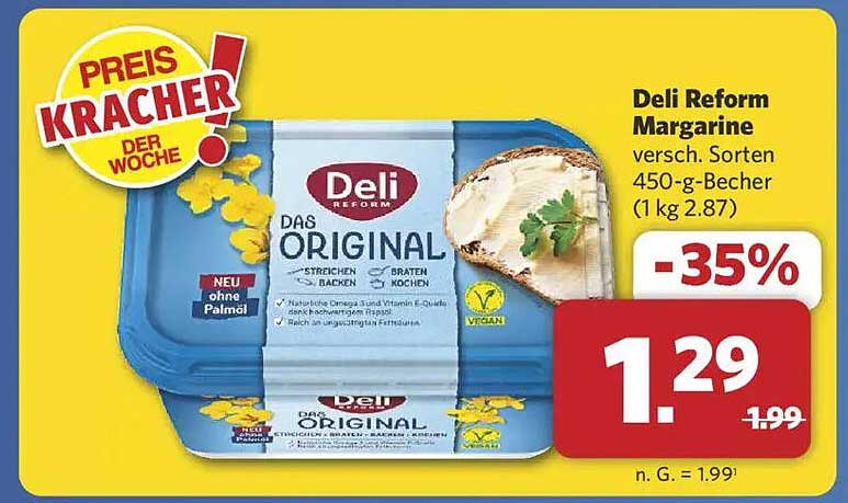 Deli Reform Margarine 450 g Becher - 35% Rabatt