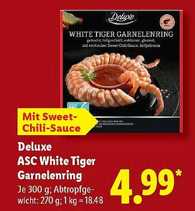 Deluxe ASC White Tiger Garnelenring mit Sweet-Chili-Sauce