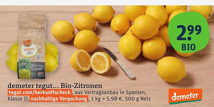 demeter tegut... Bio-Zitronen