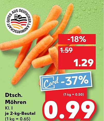 Deutsche Möhren Kil. I 2-kg-Beutel