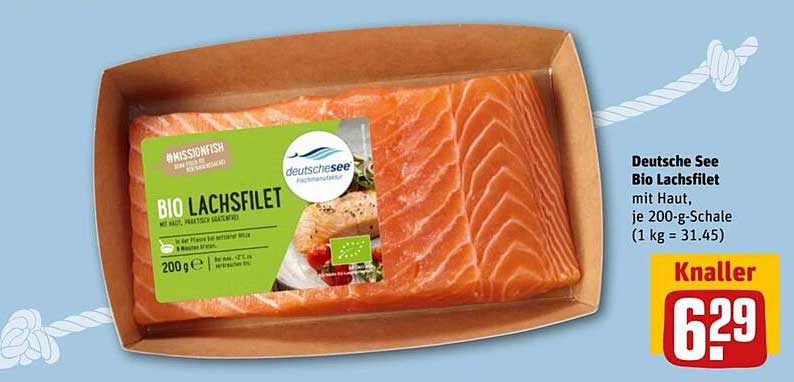 Deutsche See Bio Lachsfilet mit Haut, je 200-g-Schale