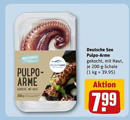Deutsche See Pulpo-Arme, gekocht, mit Haut, je 200-g-Schale