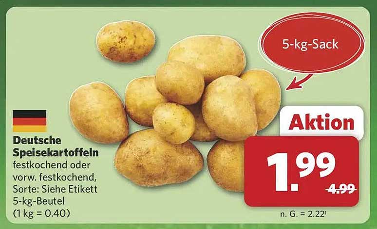 Deutsche Speisekartoffeln 5-kg-Sack für nur 1,99 €