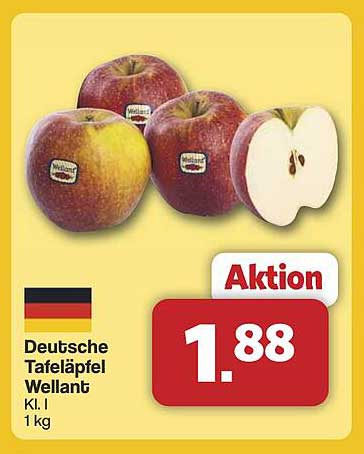 Deutsche Tafeläpfel Wellant, Kl. I, 1 kg