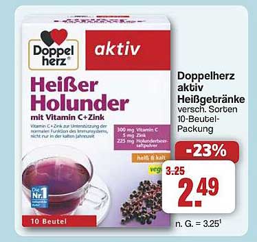 Doppelherz aktiv Heißer Holunder mit Vitamin C + Zink 10-Beutel-Packung