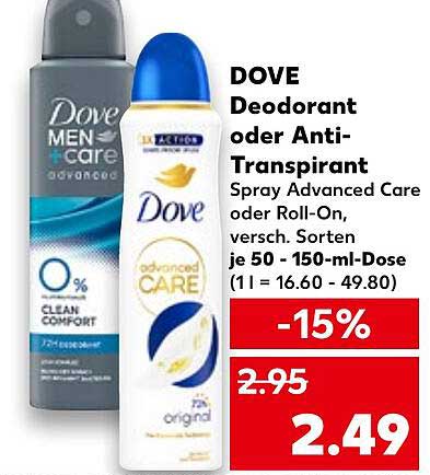 DOVE Deodorant oder Anti-Transpirant Spray Advanced Care