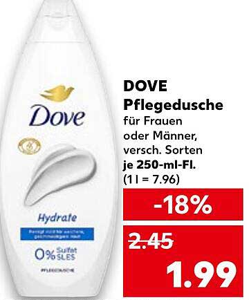 DOVE Pflegedusche für Frauen oder Männer, verschiedene Sorten 250-ml-Fl.