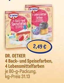 DR. OETKER 4 Back- und Speisefarben, 4 Lebensmittel-farben