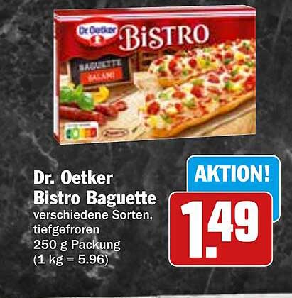 Dr. Oetker Bistro Baguette verschiedene Sorten, tiefgefroren 250 g Packung
