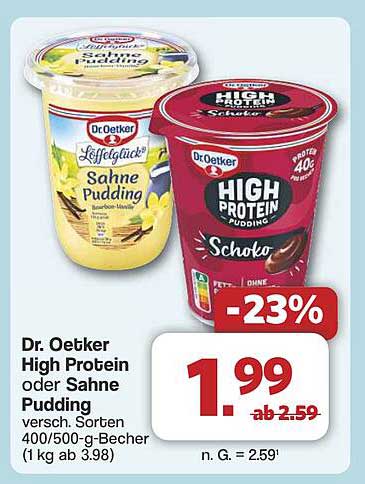 Dr. Oetker High Protein oder Sahne Pudding - jetzt im Angebot!