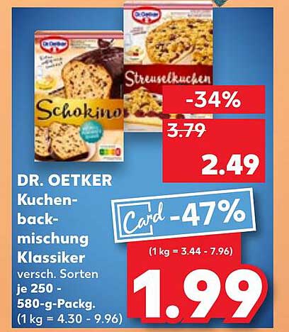DR. OETKER Kuchenbackmischung Klassiker 250 g - 580 g