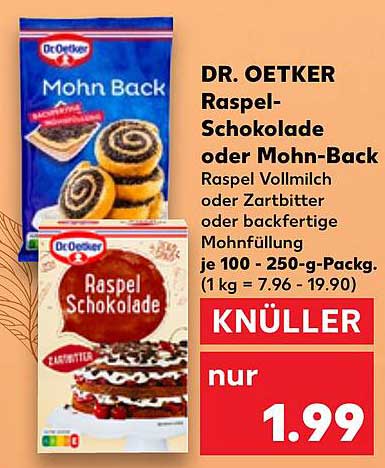DR. OETKER Raspel-Schokolade oder Mohn-Back