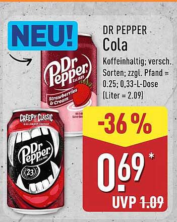 DR PEPPER Cola - Koffeinhaltiger Erfrischungsdrink in verschiedenen Sorten