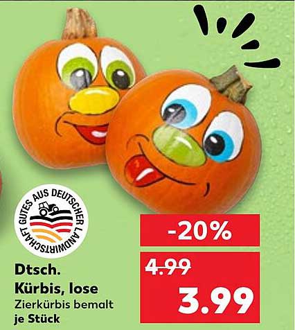 Dt. Kürbis, lose - Zierkürbis bemalt je Stück