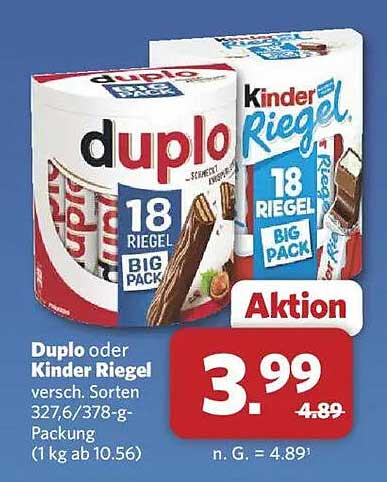 Duplo oder Kinder Riegel 18 Riegel Big Pack