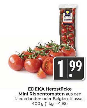 EDEKA Herzstücke Mini Rispetomaten aus den Niederlanden oder Belgien, Klasse I, 400 g