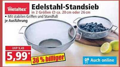 Edelstahl-Standssieb in zwei Größen