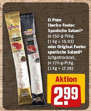 El Pozo Iberico Fuet: Spanische Salami* für nur 2,99