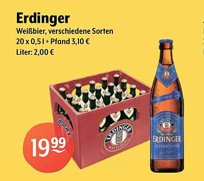 Erdinger Weißbier, verschiedene Sorten 20 x 0,51 + Pfand 3,10 €