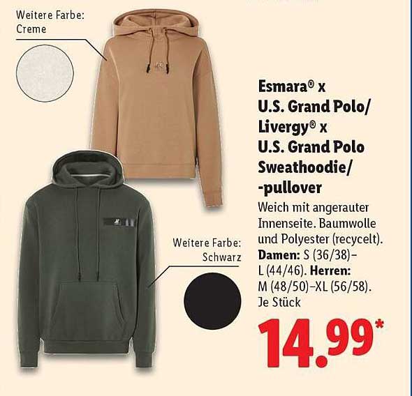 Esmara® x U.S. Grand Polo/Livergy® x U.S. Grand Polo Sweathoodie/-pullover
