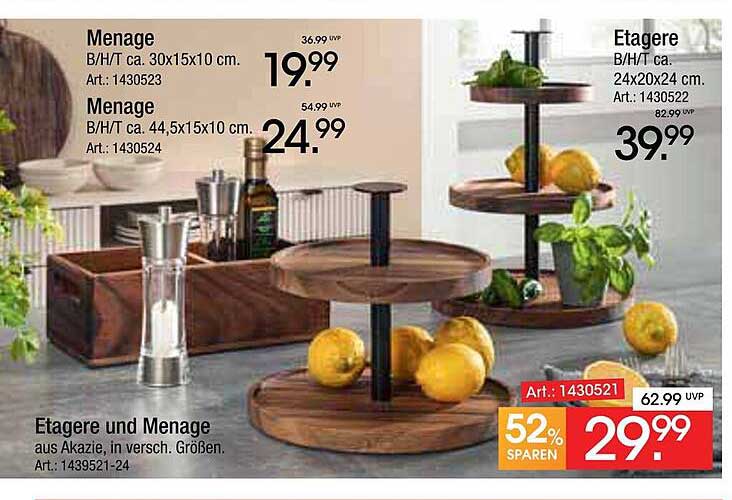 Etageren und Menagen aus Akazie